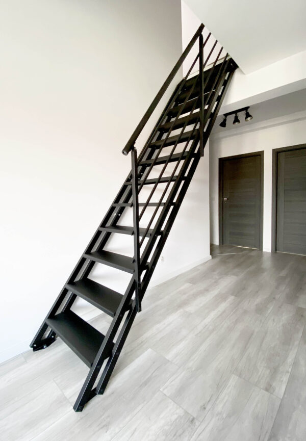 Black Metal Adjustable Straight Staircase