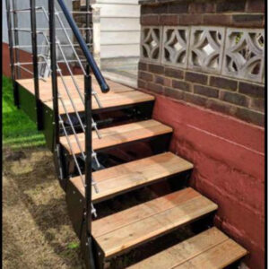 Modern Outdoor Access Wooden Steps with Balustrade Asta