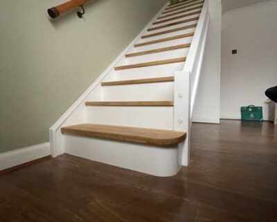 Peter Milton Keynes – European oak- white stained risers and side stringers