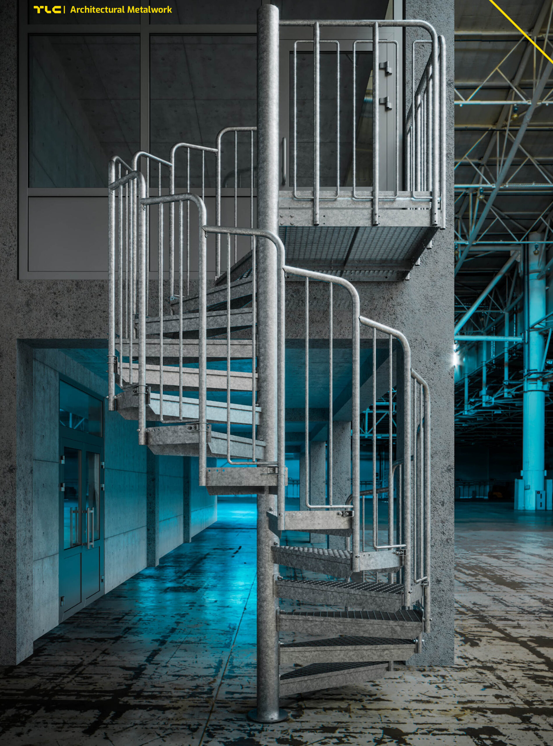 Carla Industrial Galvanised Stairs 200 cm