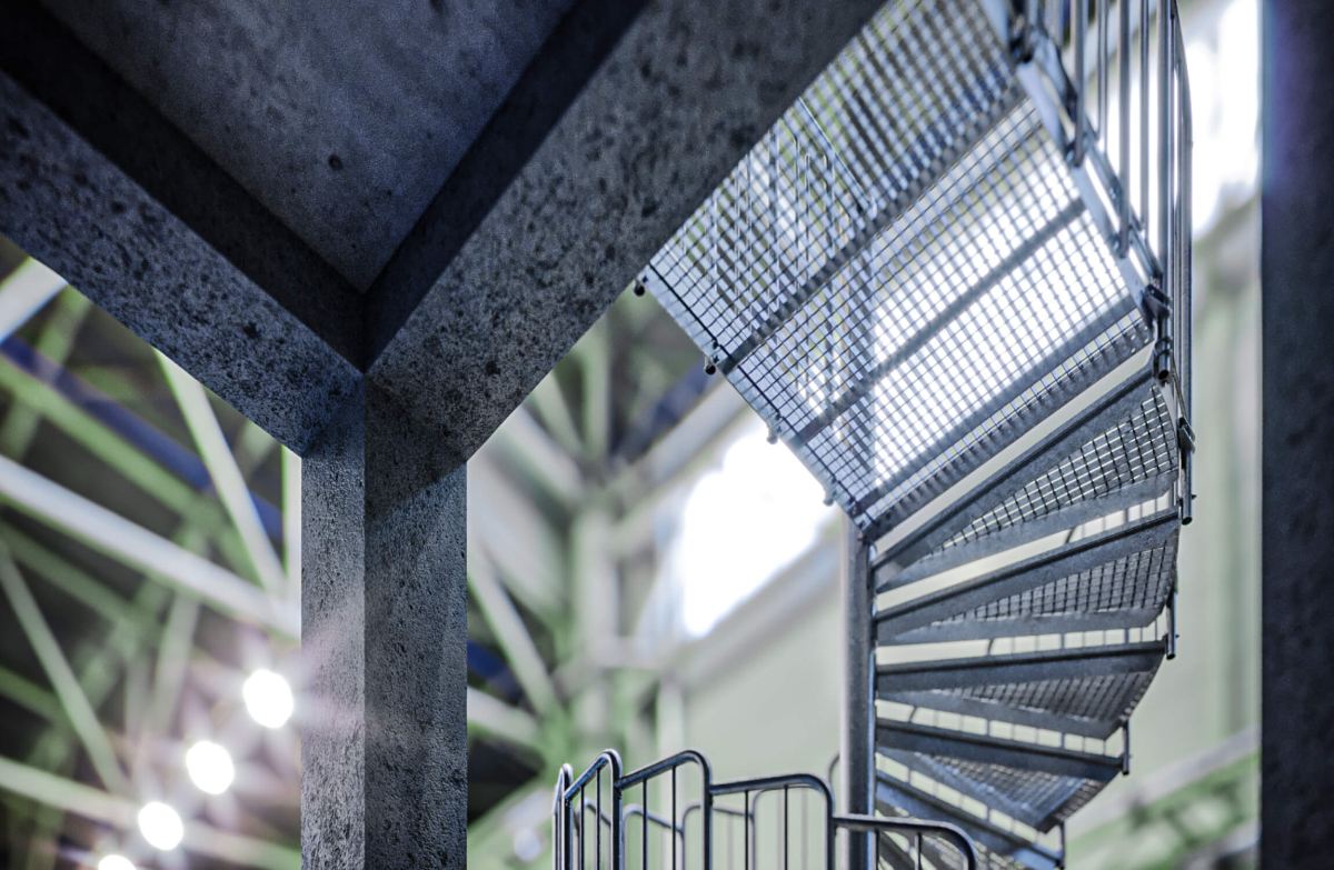 Robust Industrial Carla Spiral Stairs 200 cm welded grid