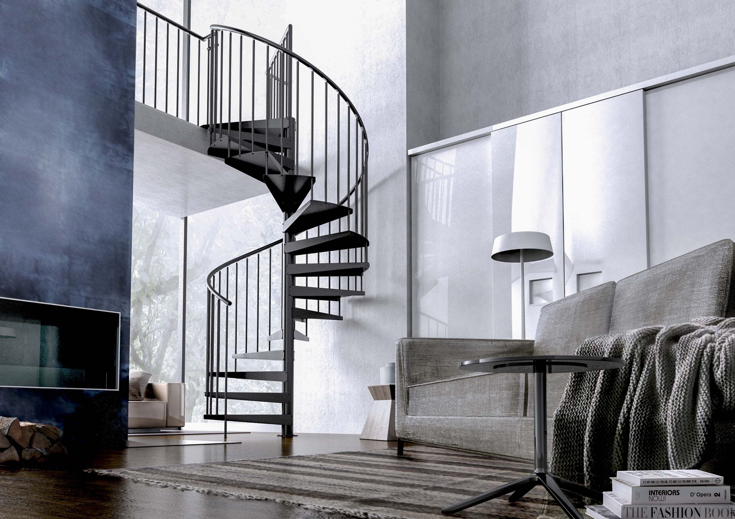 Steel Spiral F20 Staircase Black 110 cm