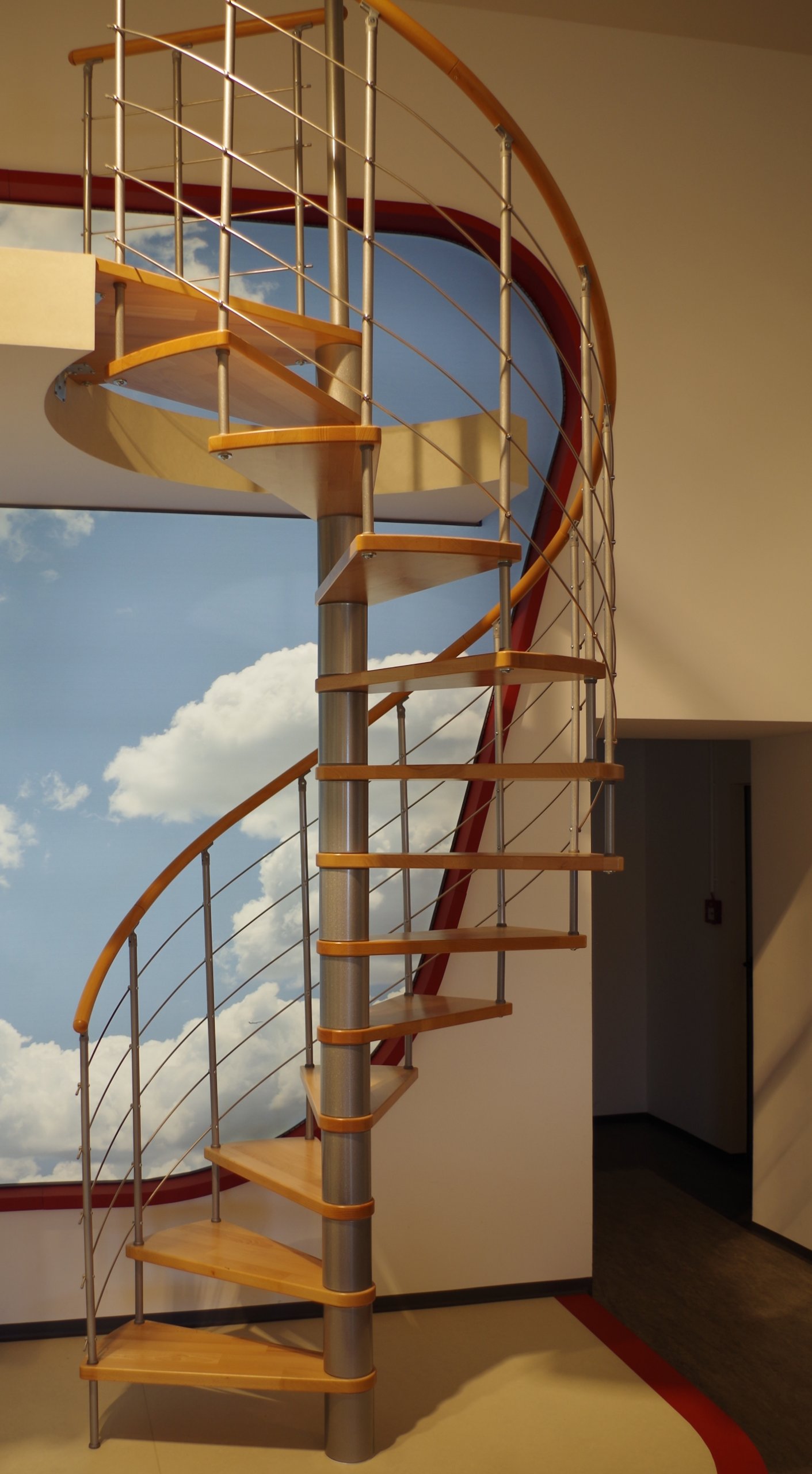 VENEZIA Spiral Staircase Silver/Beech 120cm